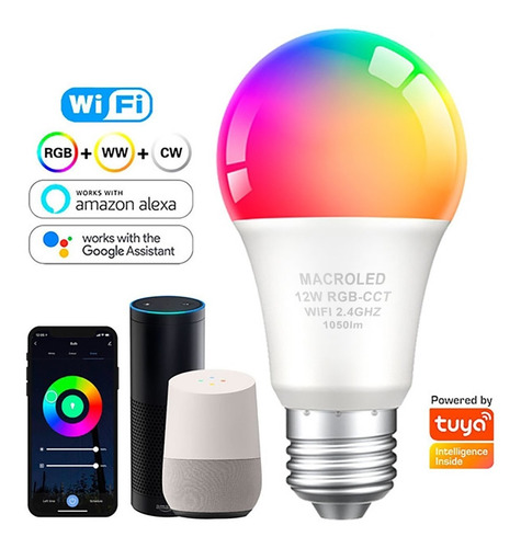 Imagen 3 de 10 de Ampolleta Wifi 12w Smart Inteligente Mas Potente! / Bascotel