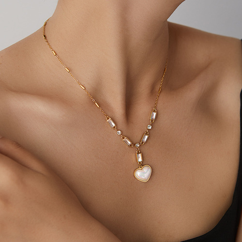 Collar Corazón Tornasol Mujer Cadena Acero Inoxidable Dorado