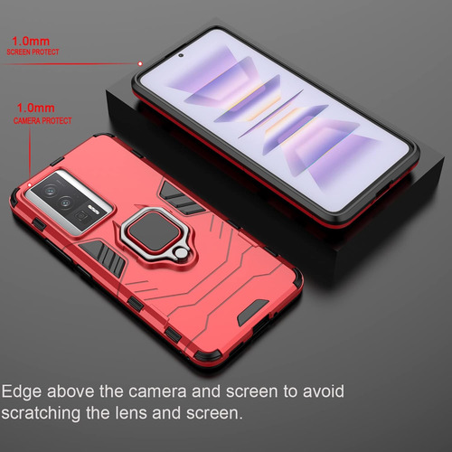 Funda Uso Rudo Carcasa Para Poco F5 Pro 5g+mica Rojo Xiaomi Poco F5 Pro 5g/redmi K60 Pro/k60