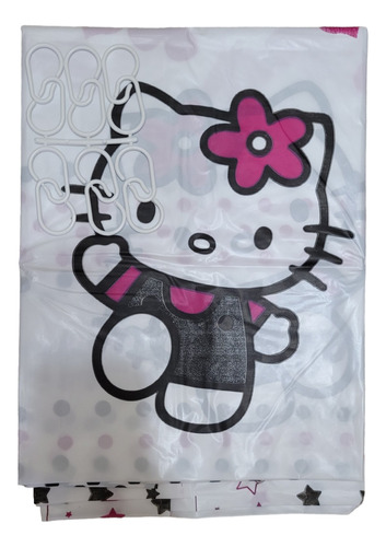 Cortina Baño Hello Kitty Con Protector Y Ganchos 