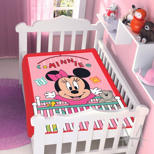 Cobertor Jolitex Berço Bebê Disney Minnie Bercinho Vermelho
