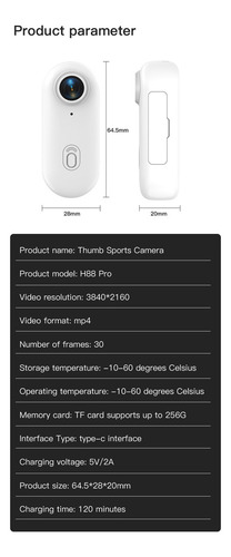 Mini Cámara De Acción Gran Angular H88 Pro Wifi 4k A Prueba