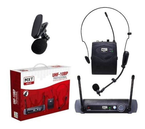 Microfone Mxt Lapela Sem Fio Headset Uhf 10 Bp Profissional