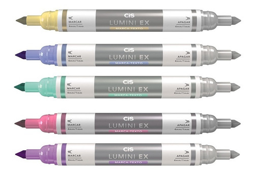 Marca Texto Apagável Cis Lumini Ex 5 Cores Pastel