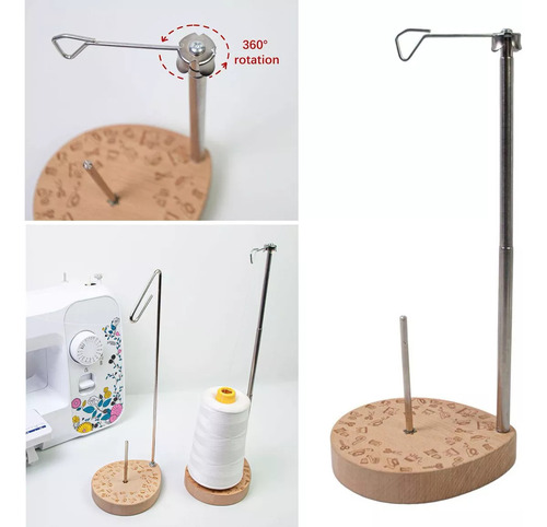 N Soporte Para Hilo De Coser, Cono Único, Base De Madera,