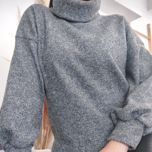 Polera Oversize Mujer Sweater Waffle Lana