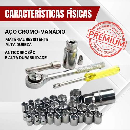 Kit Catraca E Soquetes Sistema Métrico E Sae 40 Pçs Pro