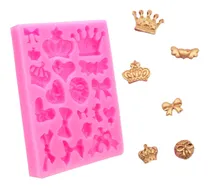 Comprar Molde Silicona Coronas Y Moños Fondant Porcelana Fria Yeso Jabones