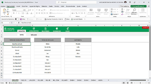 Planilha De Controle De Combustíveis Em Excel 6.0