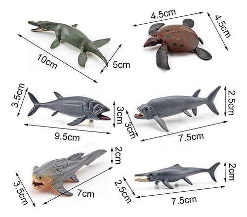 3 X 6 Modelos De Animales Marinos Prehistóricos, Estatuas