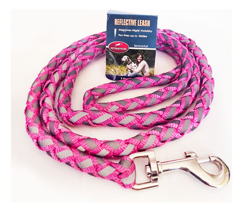 Correa 1.5 Mts, Para Mascotas de Hasta 100 Libras (Color Rosa)