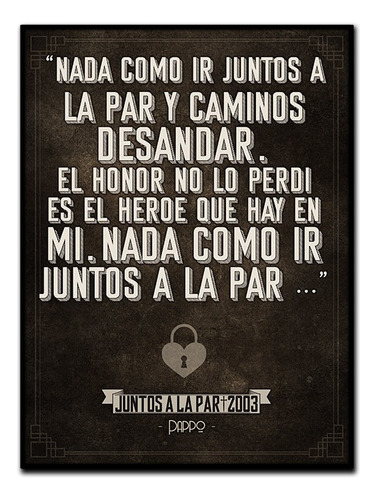 #12 - Cuadro Vintage 30 X 40 Cm Letras Rock Pappo Juntos Par