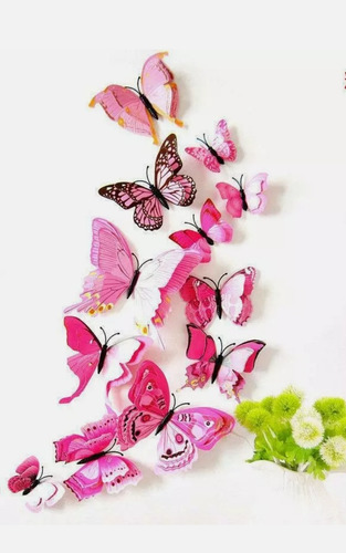 Imagen 3 de 10 de Mariposas Decorativas 3d !!! 12 Piezas Alas Dobles !