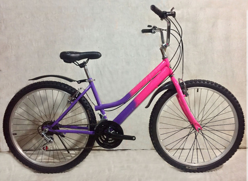 Bicicleta Dama Campera Canasta Aro 24 18v Componente Taiwan
