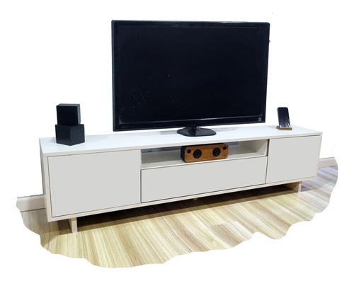Mueble Tv Rack Mania Para Televisores Led - Estilo Moderno Blanco