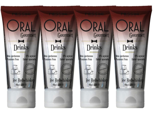 Kit 4 Gel Gourmet Ice Redwhiskey Massagem Beijavel Drinks