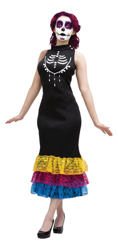 Disfraz Catrina Noche Dia De Muertos Fiestas Negro Mediana