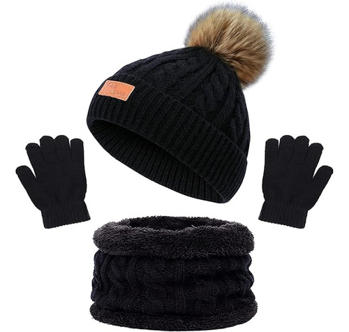 Gorro Invierno Para Niños,conjunto Bufanda Y Gorro Guantes