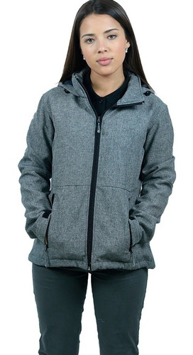 Campera Neopreno Dama Gris Jaspeado - Textilshop