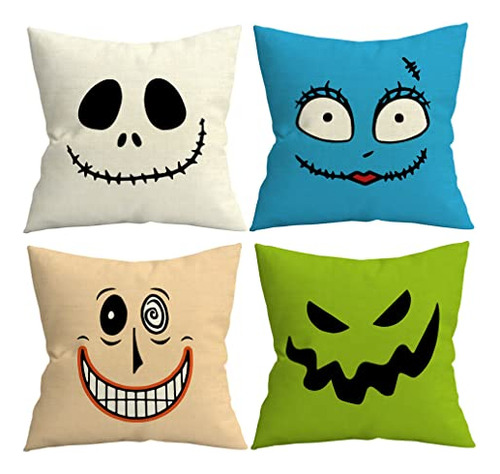 18x18 In Set Of 4 Decorative Pillowcase Funny Halloween...
