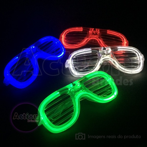 Imagem 4 de 5 de Óculos Com Led Cores Sortidas Kit 6 Unidades