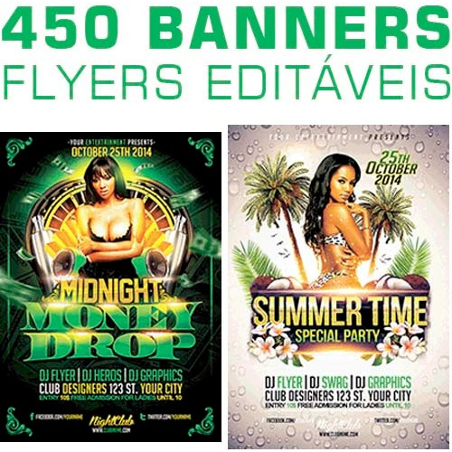 Estampas Banners Flyers Editáveis Artes 450 Modelos Psd