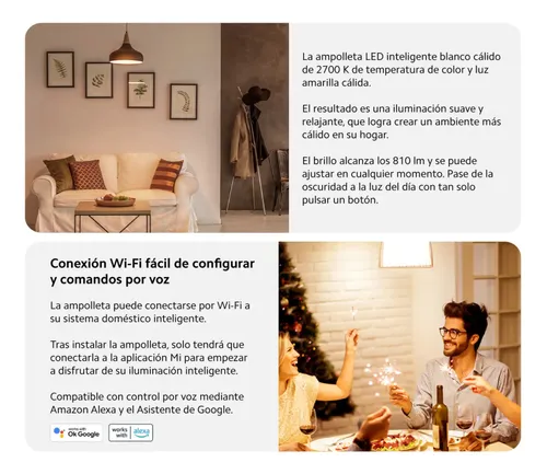 Ampolleta Dimeable Xiaomi Smart Led Wi-fi E27 Alexa Google