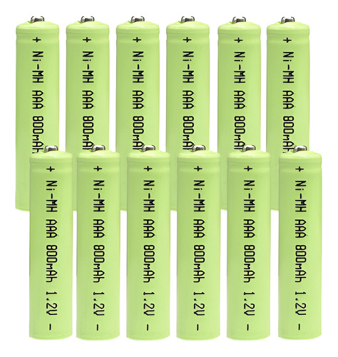 Pack 12 Pilas Aaa Recargables Solares 1.2v 800mah