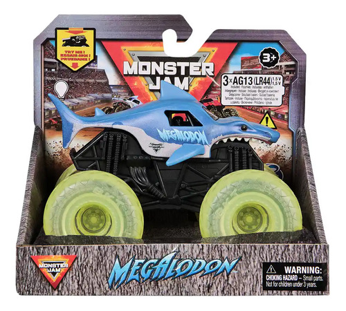 Monster Jam Vehiculo 1.43 Ruedas Luminosas Surt Int 6071190 Color Megalodon Light Wheels