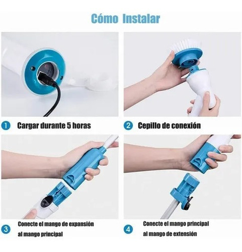 Cepillo De Limpieza Extensible Inalambrico Recargable
