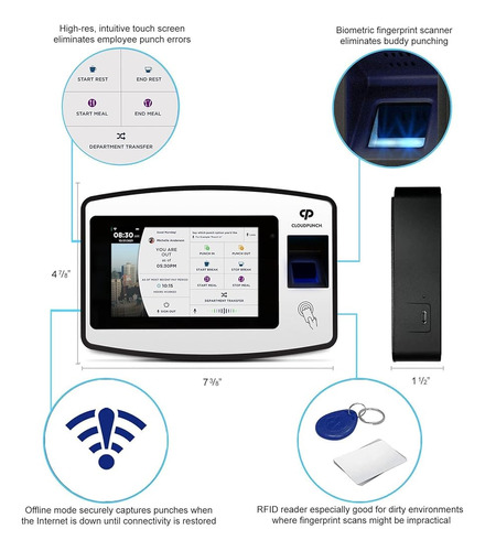 Reloj De Tiempo Acroprint Cloudpunch Con Escáner De Huellas 