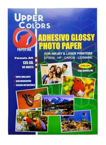 Papel Stiker Fotografico Adhesivo Fotos X 50 Hojas