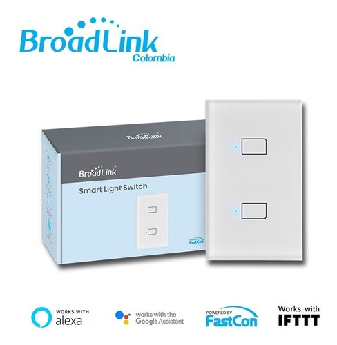 Imagen 1 de 1 de Broadlink- Tc3-2-us - Interruptor De Luz 2 Ch Por Wifi 
