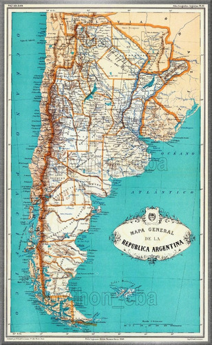 Cuadro Mapa General De La República Argentina - Año 1888