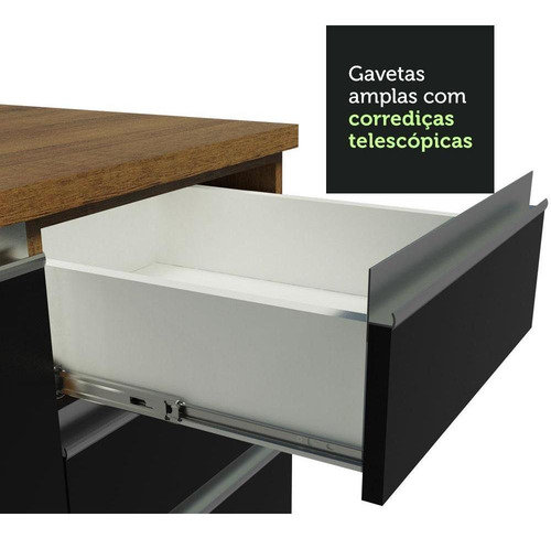 Cozinha Madesa Glamy 150001 Armário E Balcão (com Tampo) Rp Cor Rustic/Preto