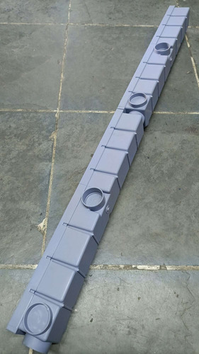 Ralo Linear 6cm X 1 Metro Aluminio Com Coletor Cinza E Tela