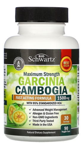 Bioschwartz, Garcinia Cambogia 1500 Mg, 90 Caps Sabor Sin Sabor