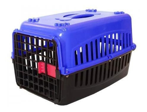 Caixa De Transporte Alça Porta Gatos Coelhos Azul/preta N2