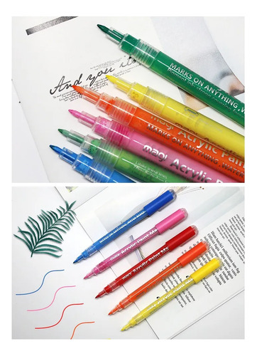 Conjunto De 12 Marcadores De Tinta Acrílica Colorida Diy Han