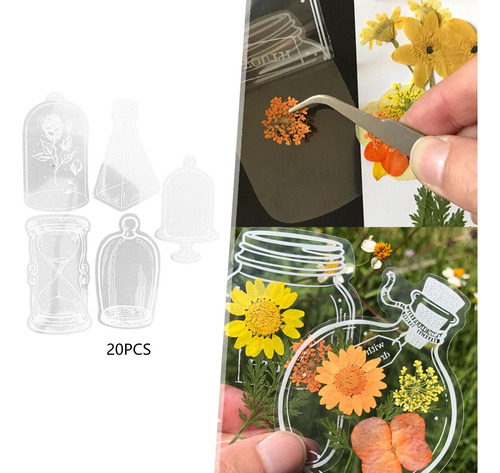 2 X 20x Marcapáginas De Flores Secas Transparentes, Clips