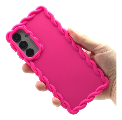 Funda + Mica Para Samsung A16 Case Protector Carcasa Rudo Crochet - Rosa Samsung A16