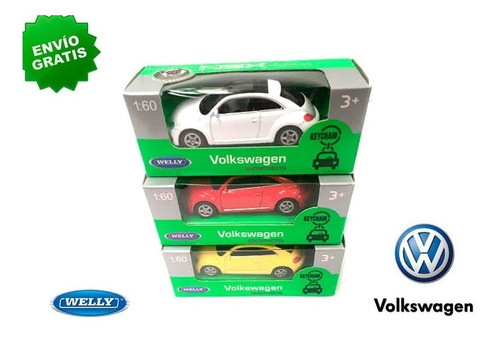 6 Llaveros Llavero Beetle Oficial Vw Welly 7.5 Cms