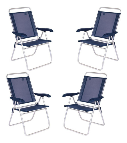 Kit de sillas de playa reclinables Boreal High con portavasos, color azul marino