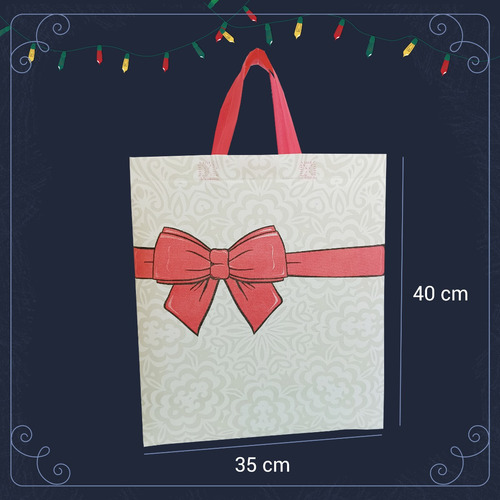 50 Bolsas Navideñas Con Fuelle Lateral 40x35x14 Cm