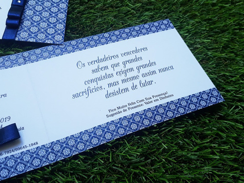 Imagem 2 de 4 de Kit 155 Convites Formatura Administração Azul Personalizado