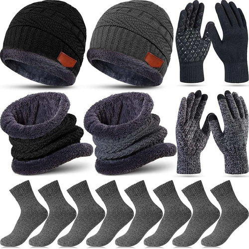 8 Piezas De Gorro De Invierno, Bufanda, Guantes De Visualiza