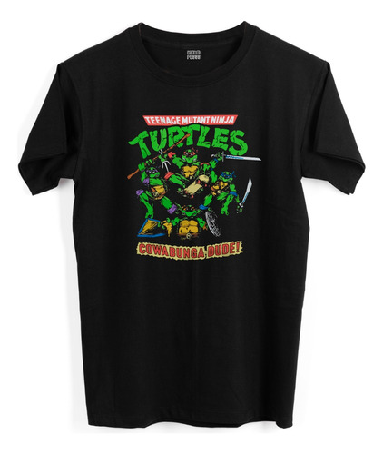 Playera Negra Hombre Tortugas Ninja Retro Cowabunga 1303