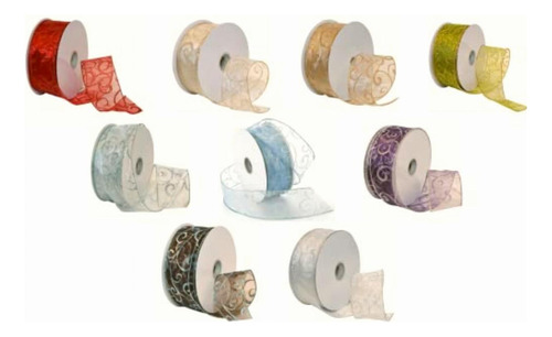 Morex Ribbon Swirl Wired Sheer Glitter Ribbon, 2-1/2-inch By