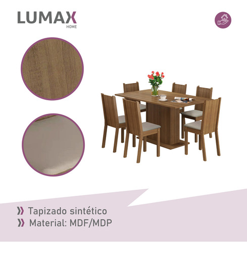 Juego De Comedor Con Tablero De Madera Y 6 Sillas Sintéticas