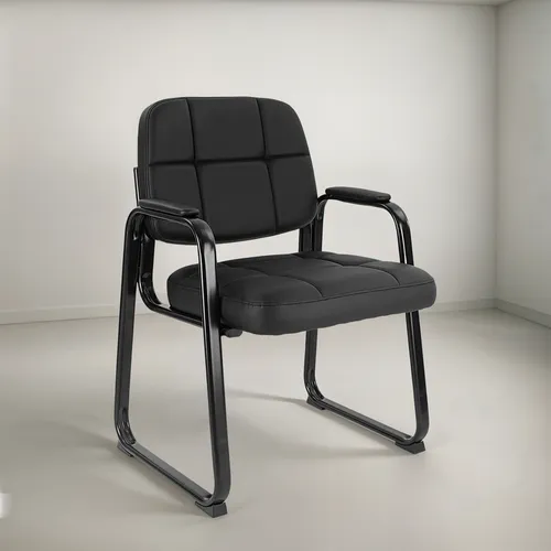 Silla De Invitados De Sala De Espera Con Reposabrazos Negro
